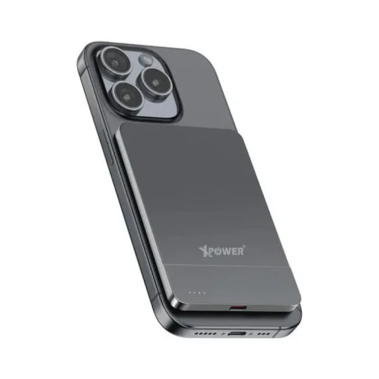 Xpower 5000Mah 20W 2In1 Wireless Ultra Thin Power Bank - Grey